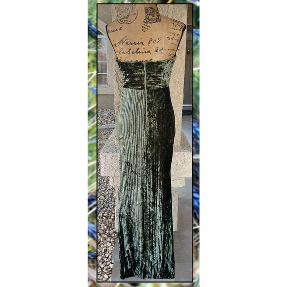 Lulus Olive Velvet Pleated Strapless Classy Sensation Maxi Dress Size S - Picture 4 of 14